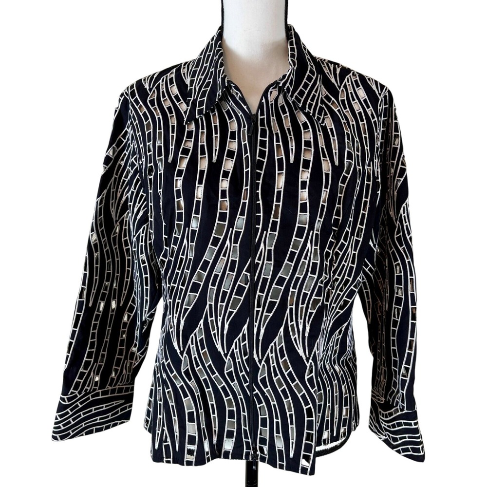 Samuel Dong Statement Top Jacket Black & White Cutout Design Size XL y2k Fashion